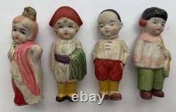 VTG Japanese Bisque Penny Dolls Of All Nations 8pc Set In Original Box 1930s