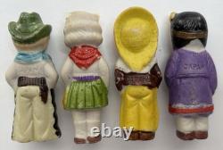 VTG Japanese Bisque Penny Dolls Of All Nations 8pc Set In Original Box 1930s