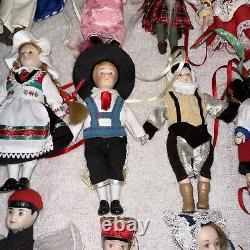 VTG Lot/Set of 25 Porcelain Doll Ornaments from Around The WorldSee Pictures