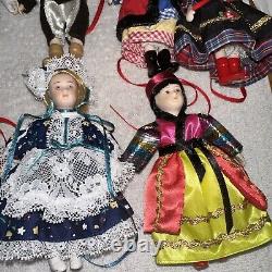 VTG Lot/Set of 25 Porcelain Doll Ornaments from Around The WorldSee Pictures
