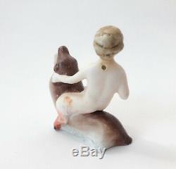 VTG PAN Figurine Doll Boy Bisque Aquarium Porcelain God Myth Antique Germany