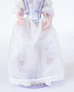 VTG Victorian Style Lady Porcelain Doll with Laced White Dress Dollhouse Miniature