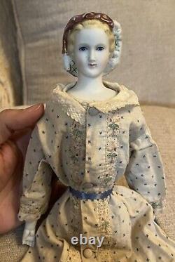 Very Pretty Antique Empress Eugenie Snood Parian China 13 Doll W Antique Dress