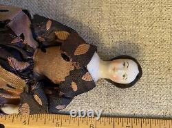 Very Rare 7.25 Early Ca 1860-70 China Doll With Unusual Hairstyle Orignal Dress