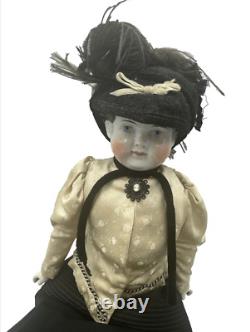 Victorian Doll Large 22 Porcelain Head Hand Made 19thC Clothes Hat withStand