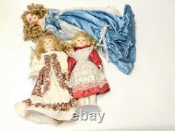 Victorian Porcelain Dolls Lot Of 3 With Stands Dolls 15-20 tall FREE SHIPPING
