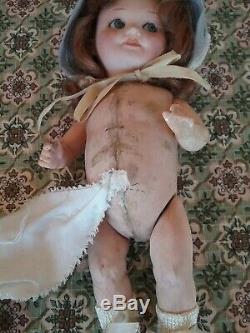 Vintage 10 googly flirty eye baby doll bisque porcelain AM Armand Marseille