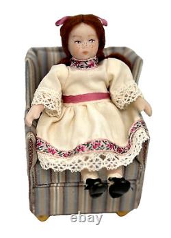 Vintage 112 Artisan Dollhouse Miniature Girl Doll Porcelain 4 Poseable