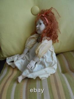 Vintage 12.5 Inch Wax Over Porcelain Robin by Doll Artist Ardis of Star Croft