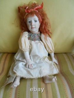 Vintage 12.5 Inch Wax Over Porcelain Robin by Doll Artist Ardis of Star Croft
