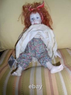 Vintage 12.5 Inch Wax Over Porcelain Robin by Doll Artist Ardis of Star Croft