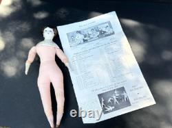 Vintage 12 Cloth China Doll Ruth Gibbs Godey Little Ladies withClothing USA Made