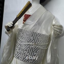 Vintage 15 Japanese Wedding Geisha Doll White Silk Gown Porcelain Head Hands