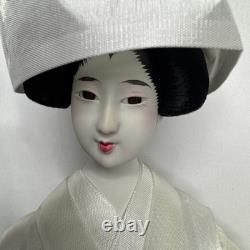 Vintage 15 Japanese Wedding Geisha Doll White Silk Gown Porcelain Head Hands