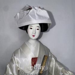 Vintage 15 Japanese Wedding Geisha Doll White Silk Gown Porcelain Head Hands
