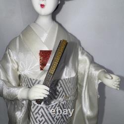 Vintage 15 Japanese Wedding Geisha Doll White Silk Gown Porcelain Head Hands