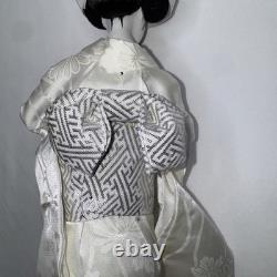 Vintage 15 Japanese Wedding Geisha Doll White Silk Gown Porcelain Head Hands