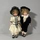 Vintage 15 Porcelain Socket Head Doll Pair Leather Bodies Googly Eyes Dolls