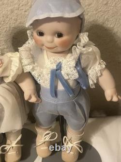 Vintage 15 Porcelain Socket Head Doll Pair Leather Bodies Googly Eyes Dolls