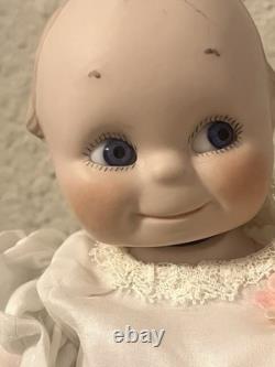 Vintage 15 Porcelain Socket Head Doll Pair Leather Bodies Googly Eyes Dolls