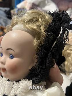 Vintage 15 Porcelain Socket Head Doll Pair Leather Bodies Googly Eyes Dolls