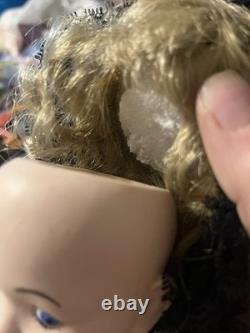 Vintage 15 Porcelain Socket Head Doll Pair Leather Bodies Googly Eyes Dolls