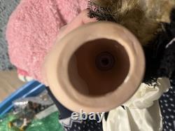 Vintage 15 Porcelain Socket Head Doll Pair Leather Bodies Googly Eyes Dolls