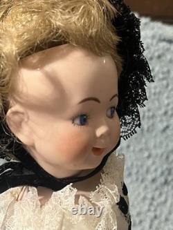 Vintage 15 Porcelain Socket Head Doll Pair Leather Bodies Googly Eyes Dolls