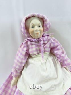 Vintage 15in Porcelain Artist Doll J TURNER GRANNY OLD LADY JOINTED SITTING