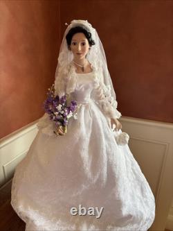 Vintage 16 Inches Bride Doll Withstand Blonde With Blue Eyes Lace Dress & Veil