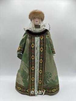 Vintage 16 in. Tall Porcelain Doll Russian Noble Custom Costume and Painted Face