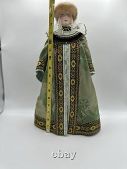 Vintage 16 in. Tall Porcelain Doll Russian Noble Custom Costume and Painted Face