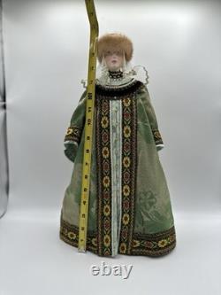 Vintage 16 in. Tall Porcelain Doll Russian Noble Custom Costume and Painted Face