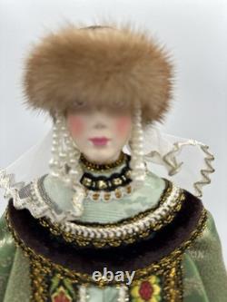 Vintage 16 in. Tall Porcelain Doll Russian Noble Custom Costume and Painted Face