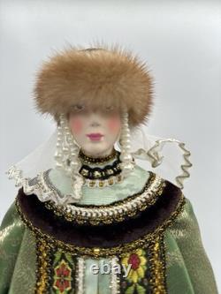Vintage 16 in. Tall Porcelain Doll Russian Noble Custom Costume and Painted Face