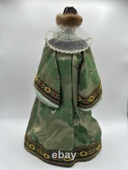 Vintage 16 in. Tall Porcelain Doll Russian Noble Custom Costume and Painted Face