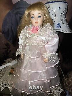 Vintage 17 Repo French Porcelain Doll Hamilton Collection, fixed blue eyes