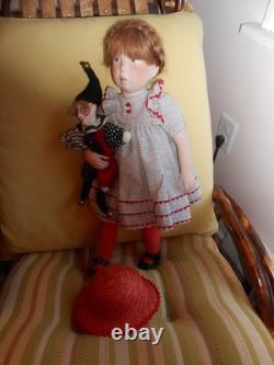 Vintage 18 Porcelain and Cloth Doll and Jester by German Artist Verena Eising