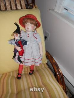 Vintage 18 Porcelain and Cloth Doll and Jester by German Artist Verena Eising