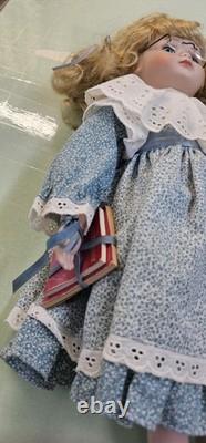 Vintage 18 Porcelain and cloth Doll with Glasses Victorian-Style music lullaby