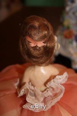 Vintage 1920s Germany Boudoir Half/Pin Cushion Chalkware Doll Mohair Wig SUPER