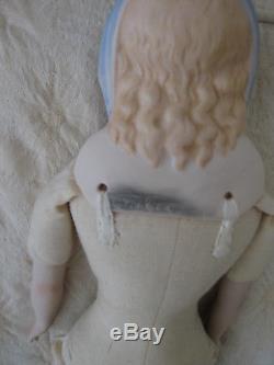 Vintage 1944 Emma Clear Blue Parian Scarf Doll, Cloth Body