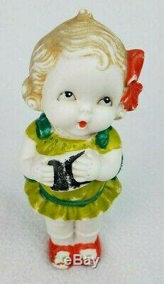 Vintage 1950's Kewpie Doll Bisque Porcelain Figurine -Made In Japan Singing 7