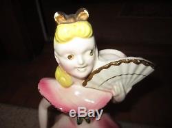 Vintage 1950's Kreiss Pink Porcelain Napkin/Candle Holder Doll