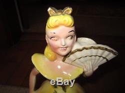 Vintage 1950's Kreiss Yellow Porcelain Napkin/Candle Holder Doll