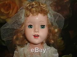 Vintage 1960s Walking Bridal Doll All Original Made Usa Porcelain Teeth 18 inch