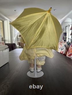 Vintage 1968 Morton Salt Umbrella Girl Doll Porcelain with Box Certificate Stand