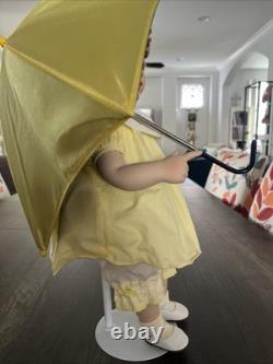 Vintage 1968 Morton Salt Umbrella Girl Doll Porcelain with Box Certificate Stand