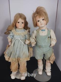 Vintage 1978 Dolls By Jerri McCloud Porcelain Doll Pair Boy Girl Set RARE