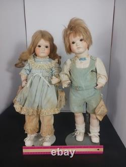 Vintage 1978 Dolls By Jerri McCloud Porcelain Doll Pair Boy Girl Set RARE